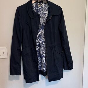 Women's Navy Jacket with Patterned Lining